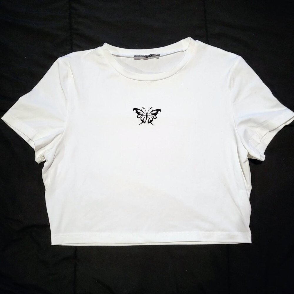 Y2k tribal butterfly crop top baby tee